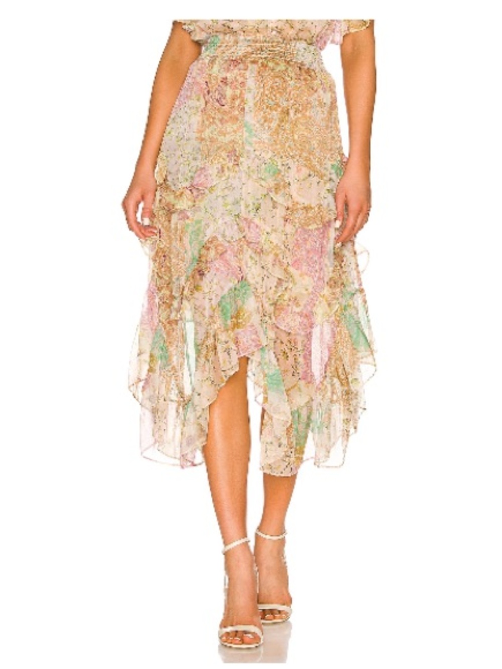 Misa Los Angeles Printemps Patchwork High-Low Ruffled Skirt